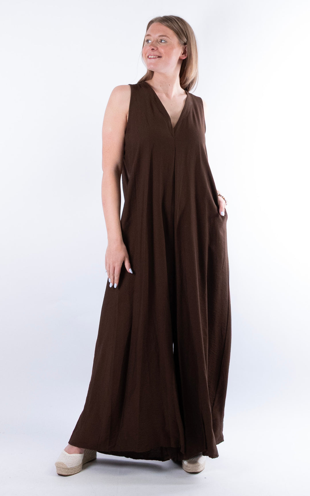 Ursula V-Neck Jumpsuit | Chocolate