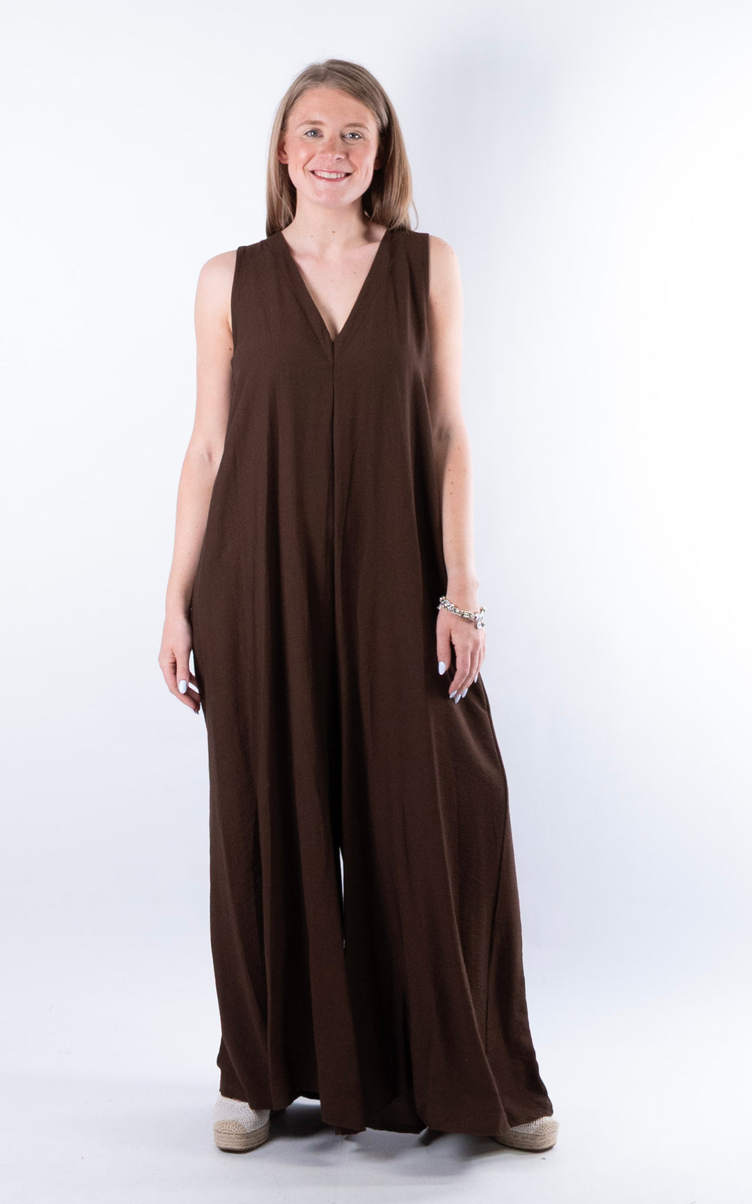 Ursula V-Neck Jumpsuit | Chocolate