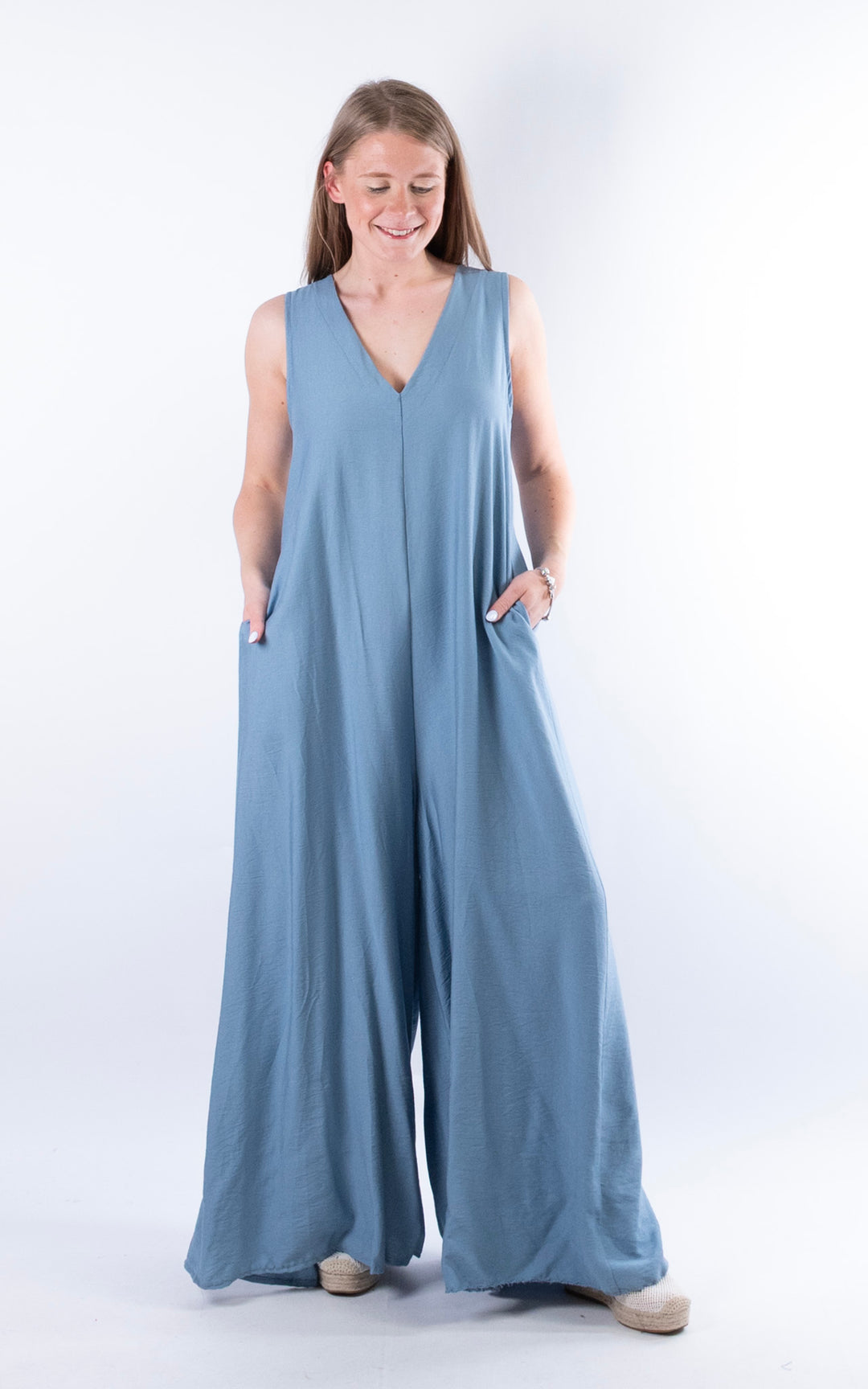 Ursula V-Neck Jumpsuit | Denim