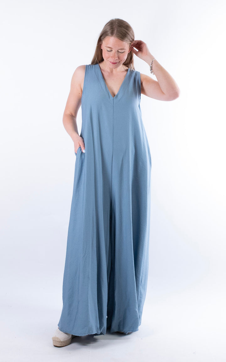Ursula V-Neck Jumpsuit | Denim