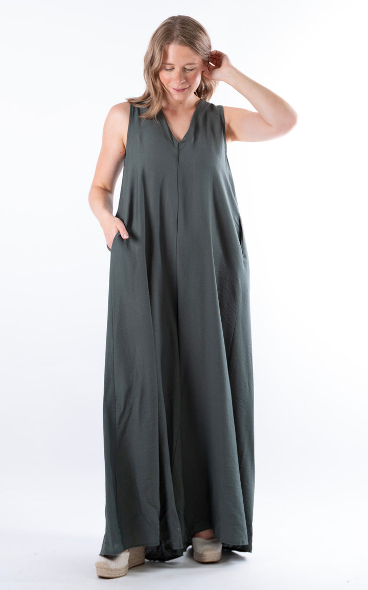 Ursula V-Neck Jumpsuit | Khaki