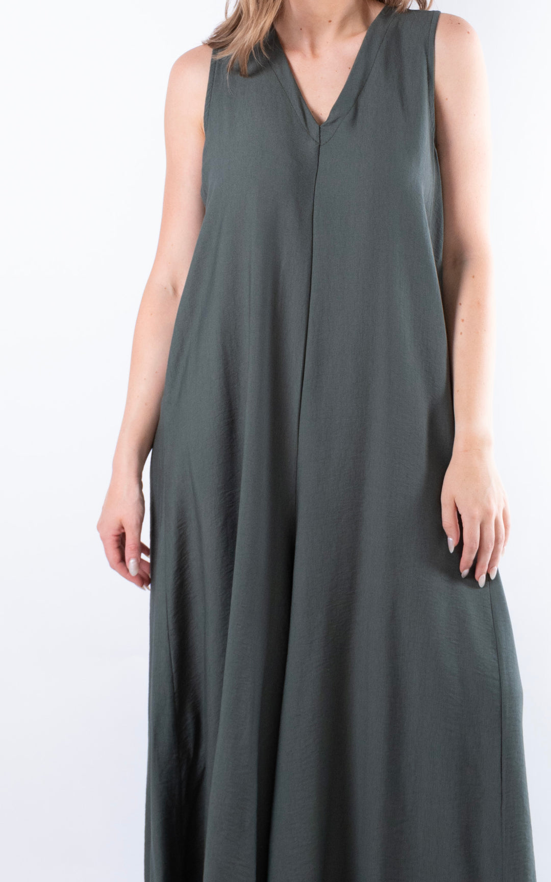 Ursula V-Neck Jumpsuit | Khaki