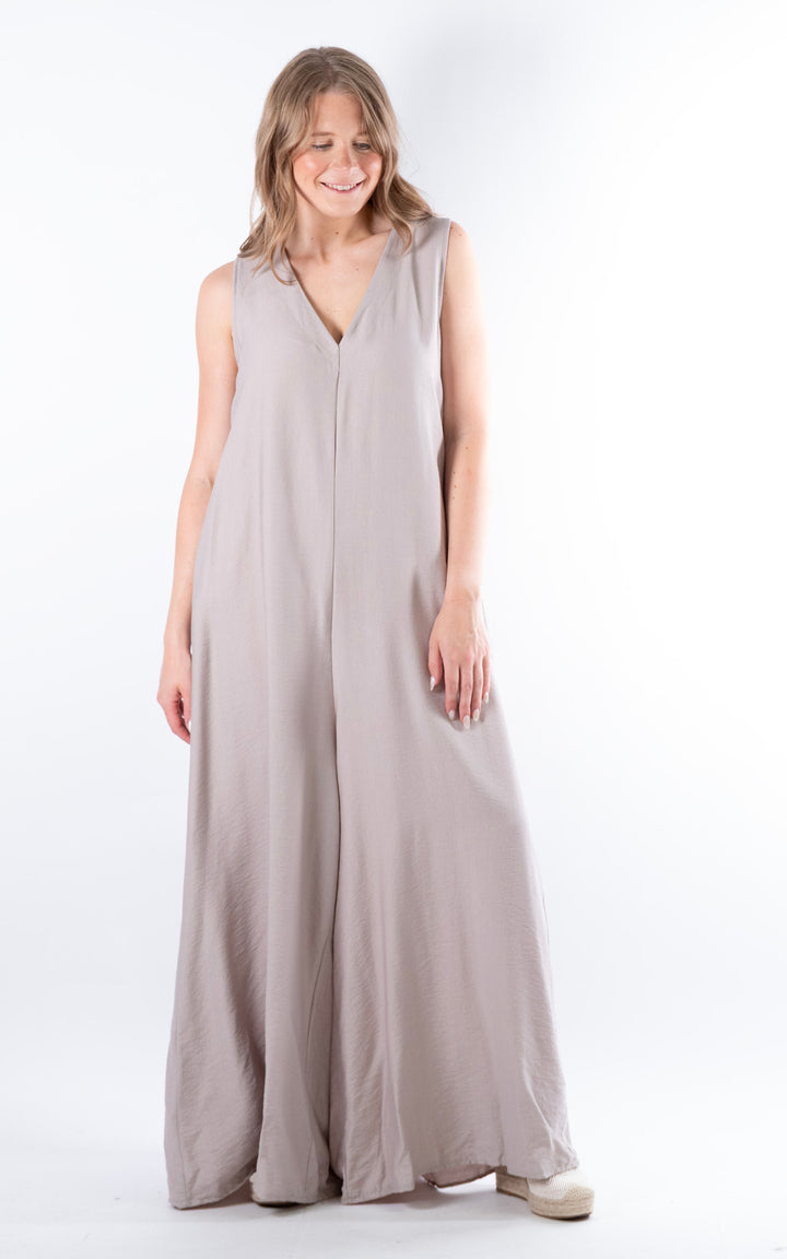 Ursula V-Neck Jumpsuit | Taupe