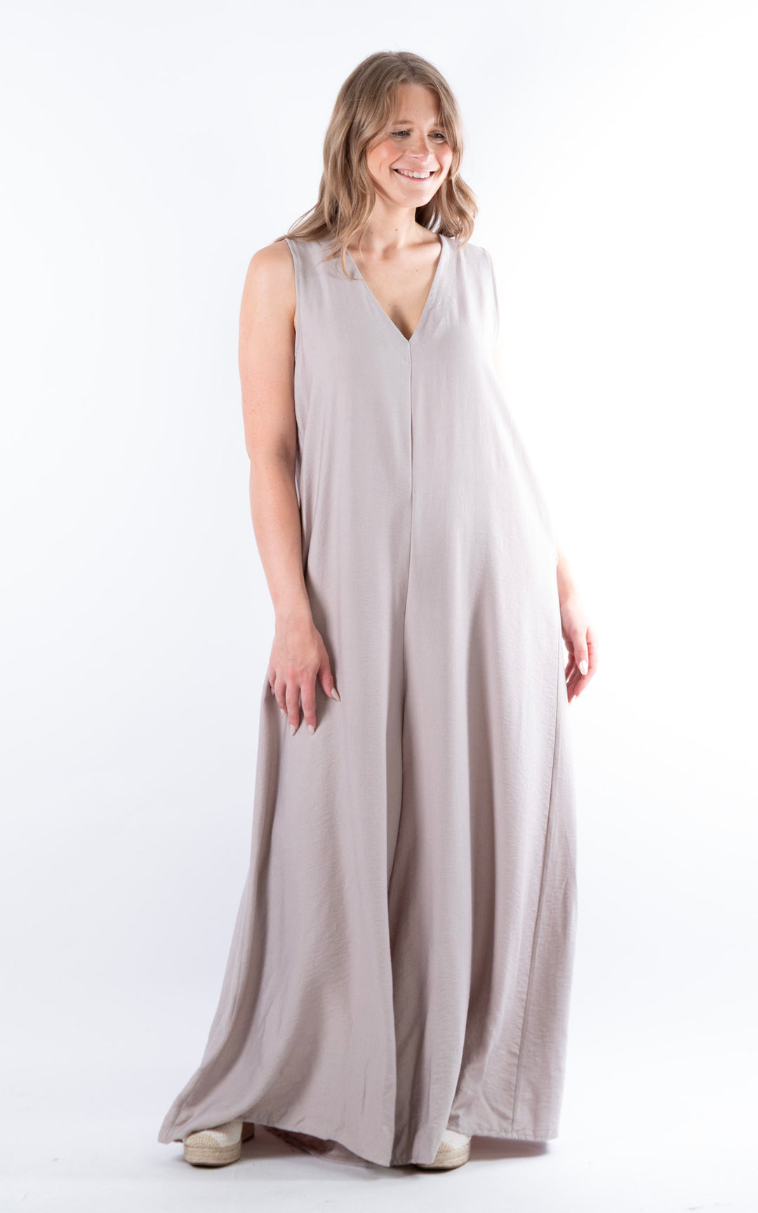 Ursula V-Neck Jumpsuit | Taupe