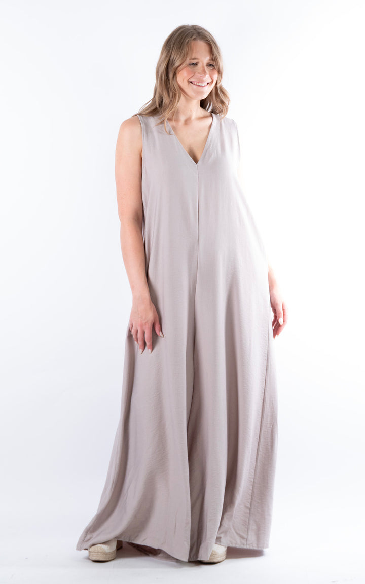 Ursula V-Neck Jumpsuit | Taupe