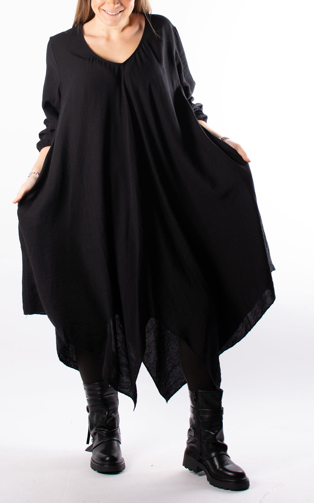 V Neck Tunic Dress | Black