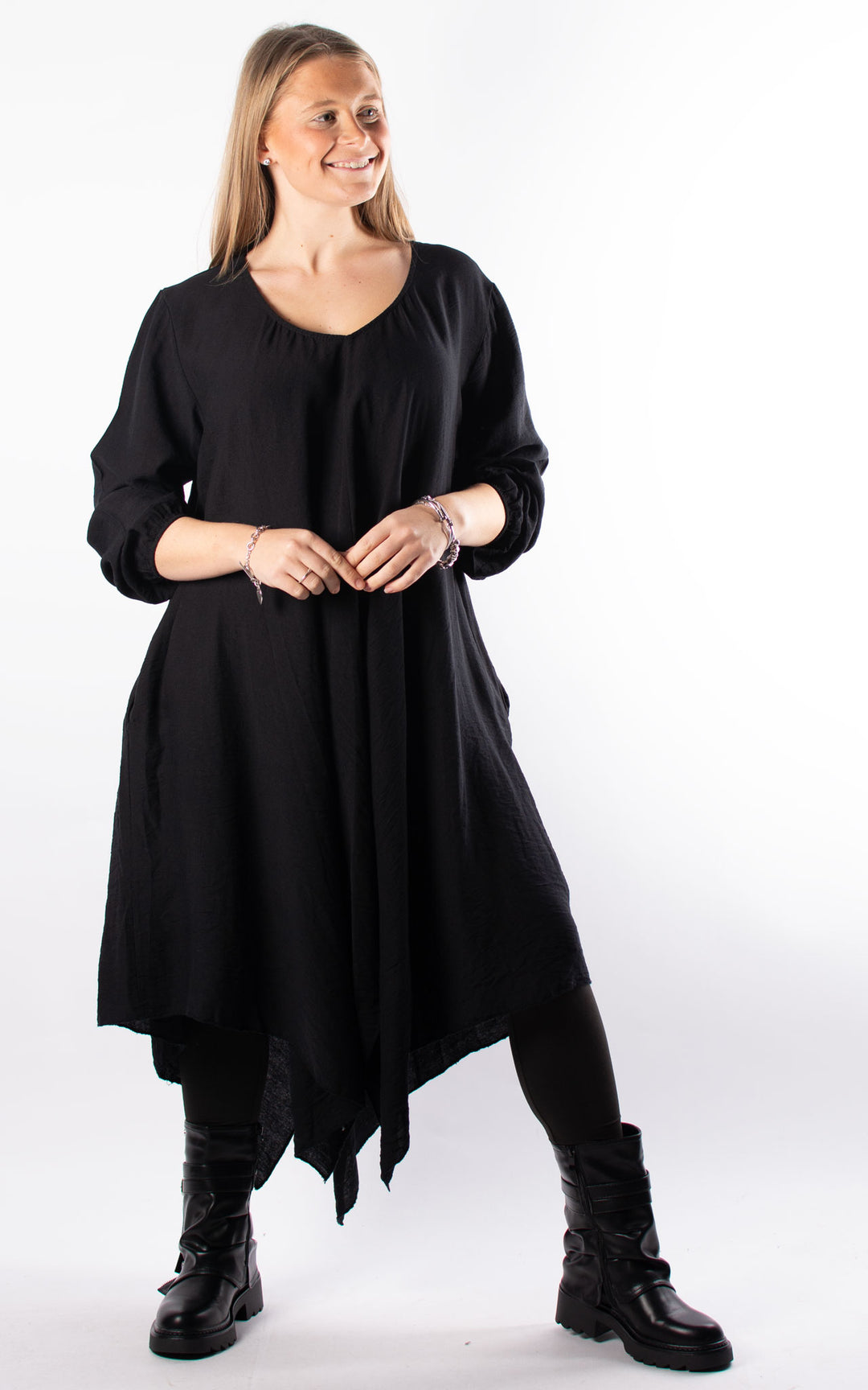 V Neck Tunic Dress | Black