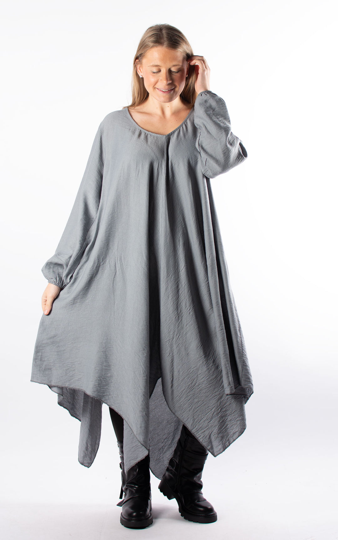 V Neck Tunic Dress | Grey