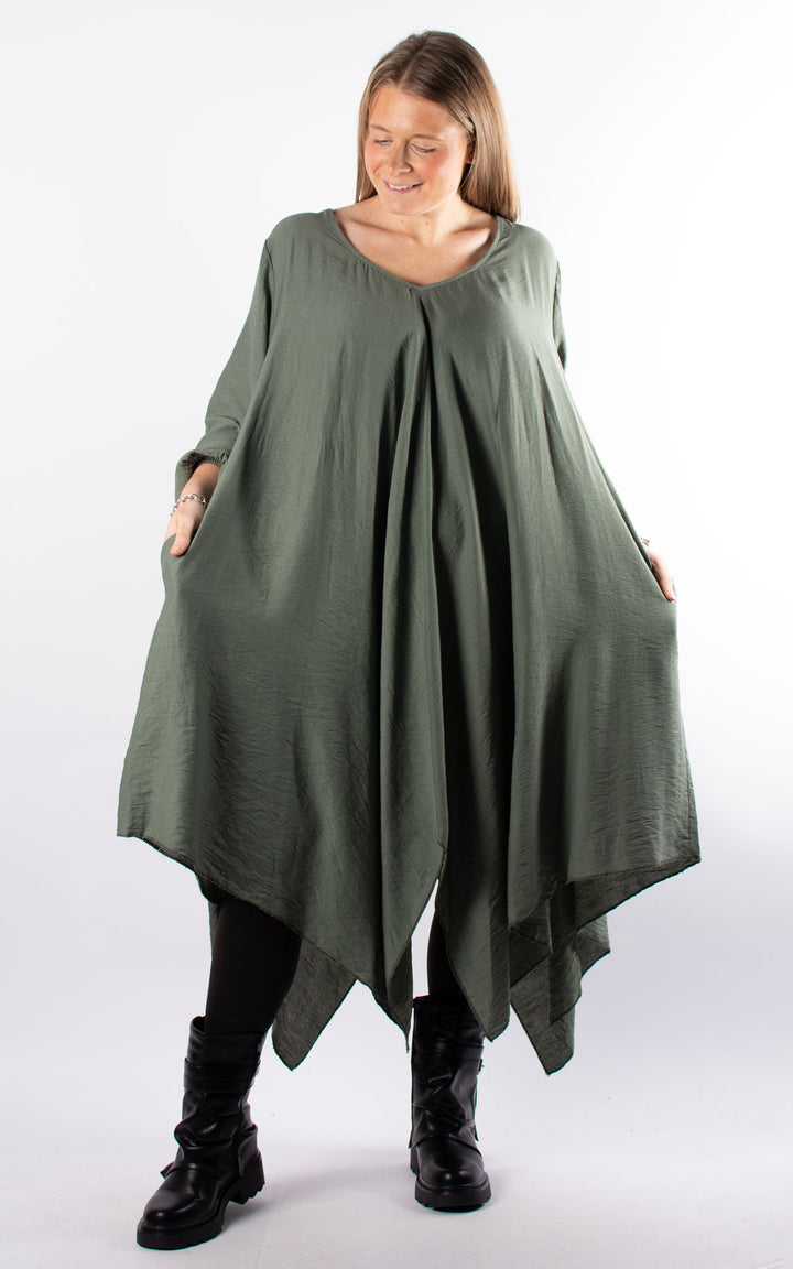 V Neck Tunic Dress | Khaki
