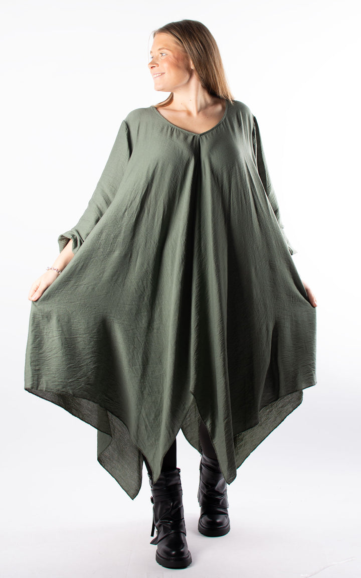 V Neck Tunic Dress | Khaki