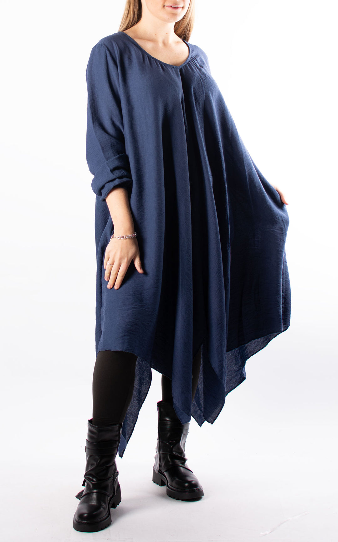 V Neck Tunic Dress | Navy