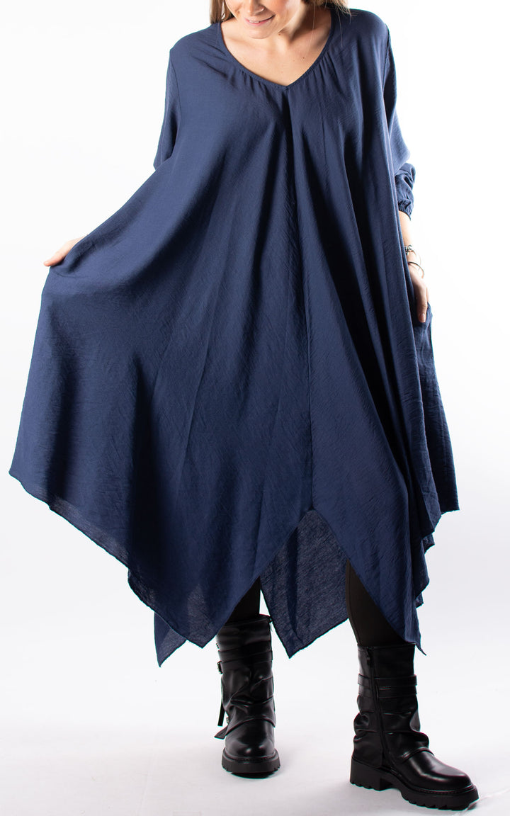 V Neck Tunic Dress | Navy