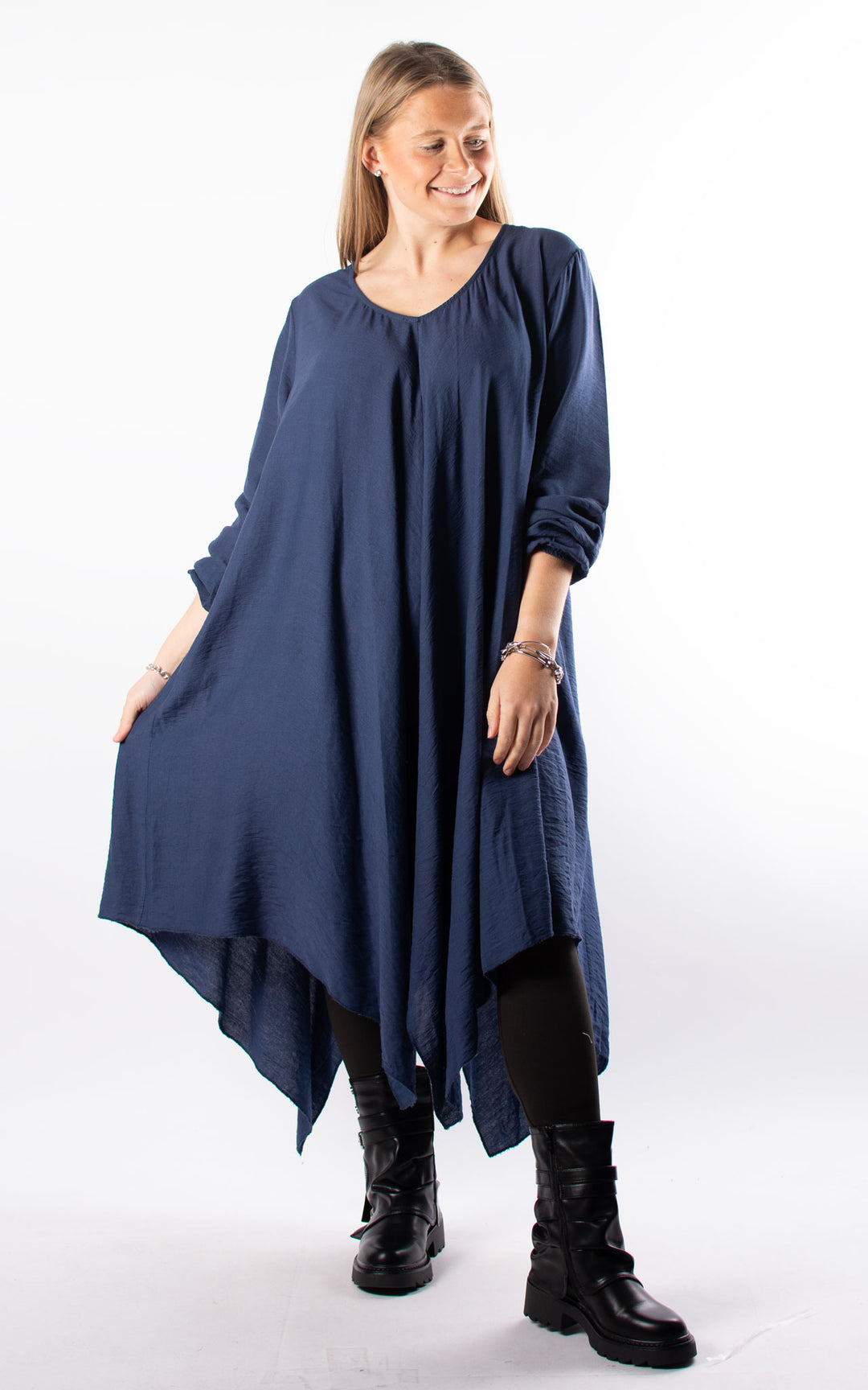 V Neck Tunic Dress | Navy