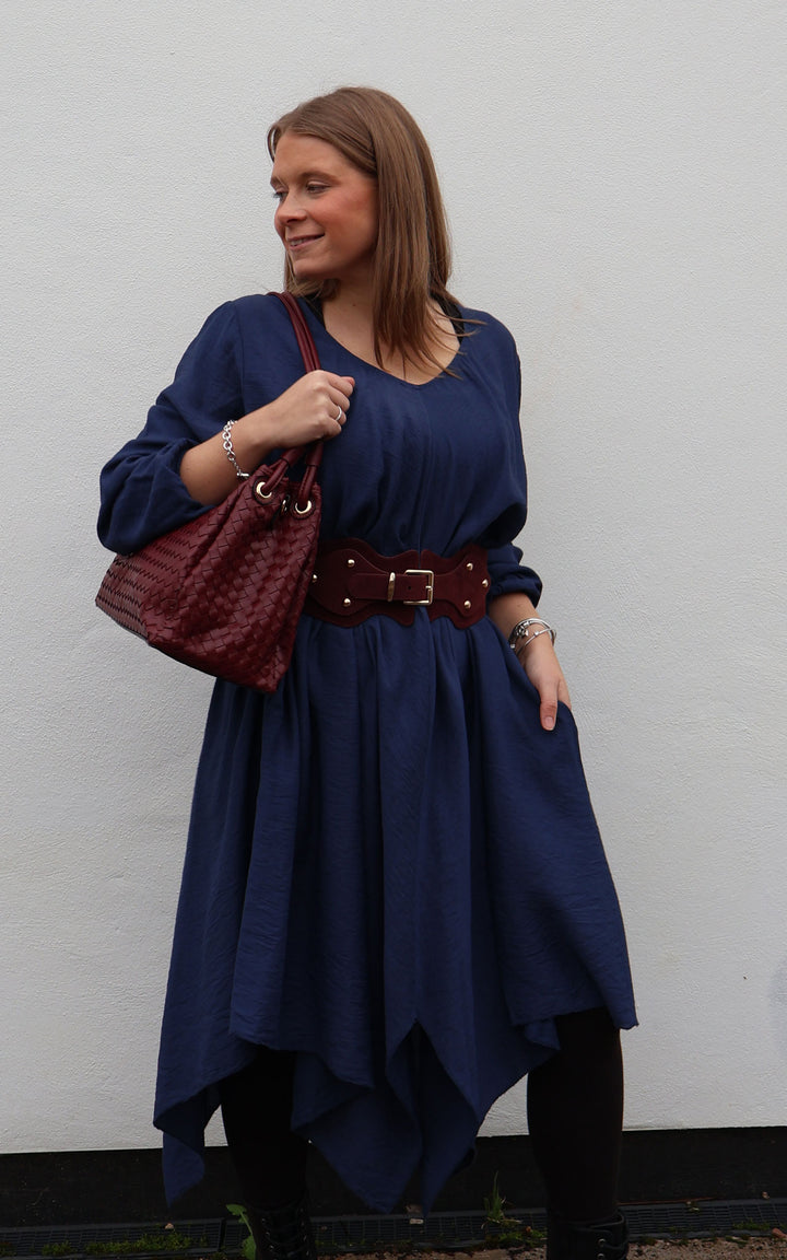 V Neck Tunic Dress | Navy