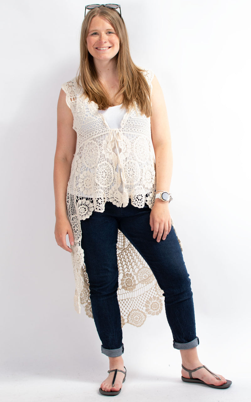 Vera Lace Cardigan | Medium | Beige