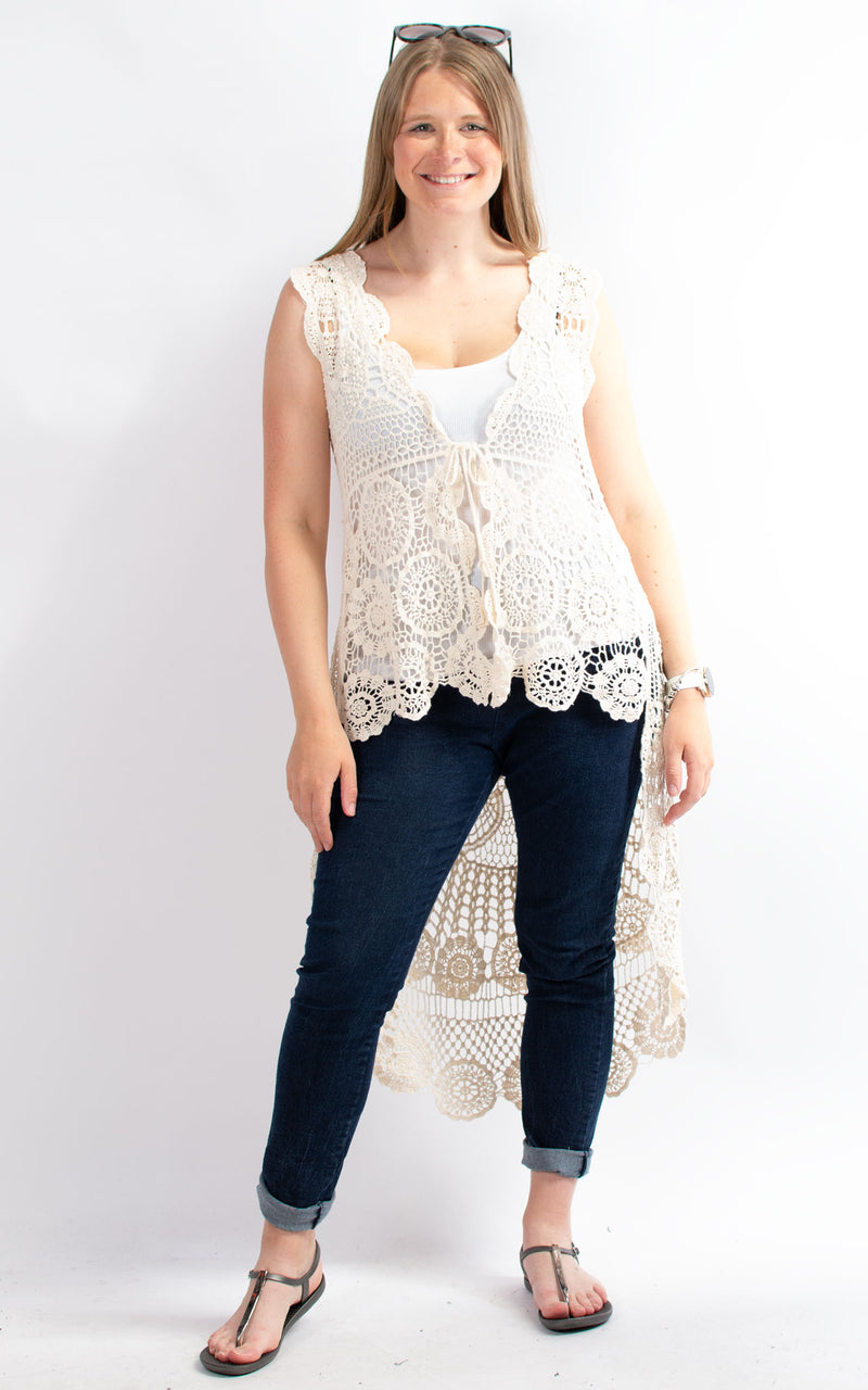 Vera Lace Cardigan | Medium | Beige