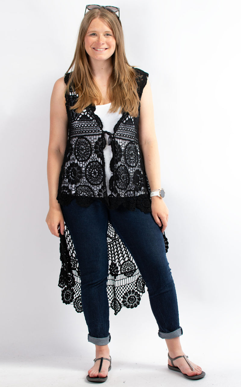 Vera Lace Cardigan | Medium | Black