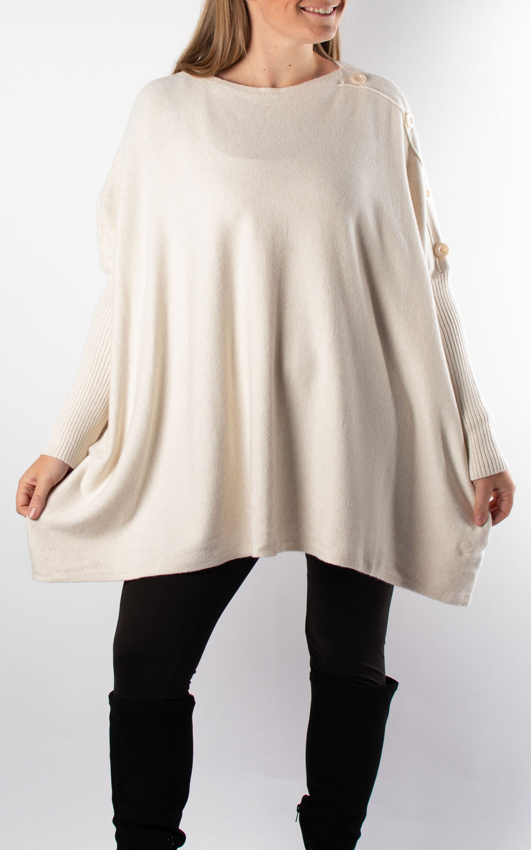 Verity Button Jumper | Beige