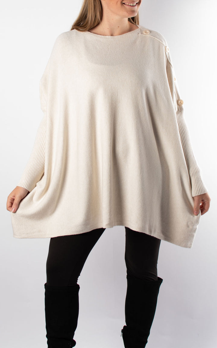 Verity Button Jumper | Beige