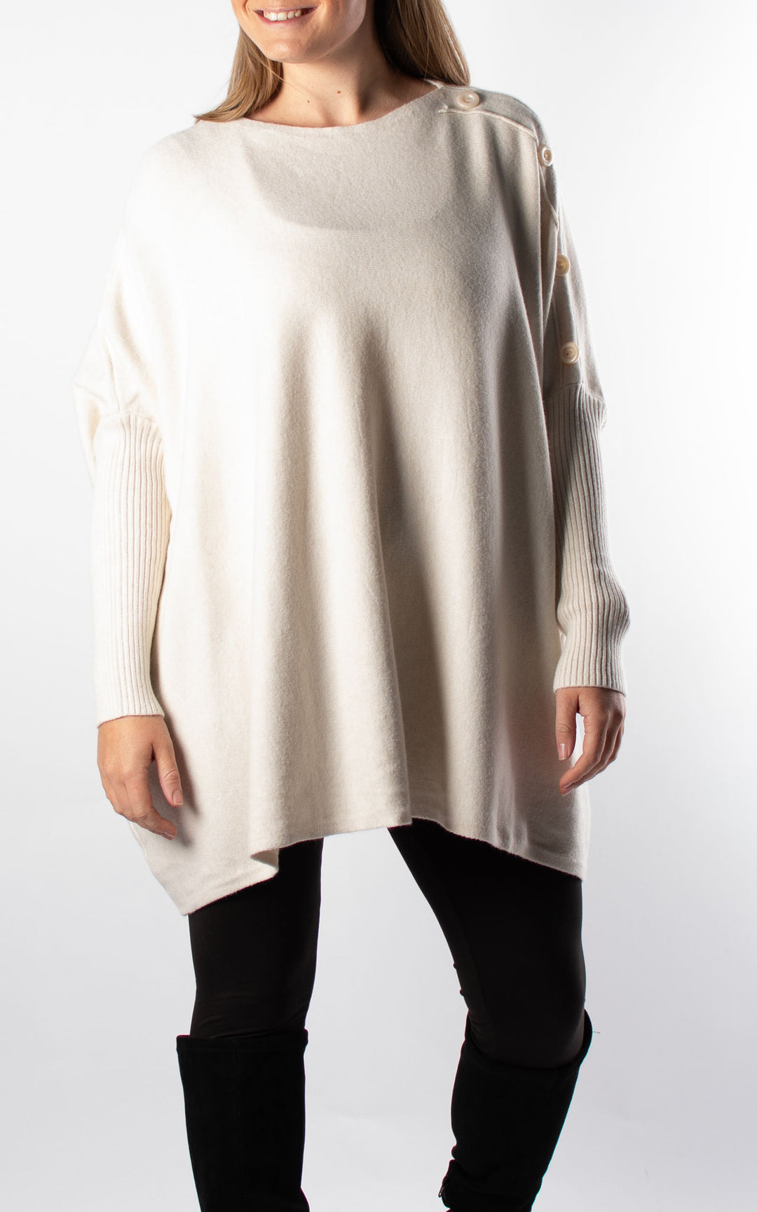 Verity Button Jumper | Beige