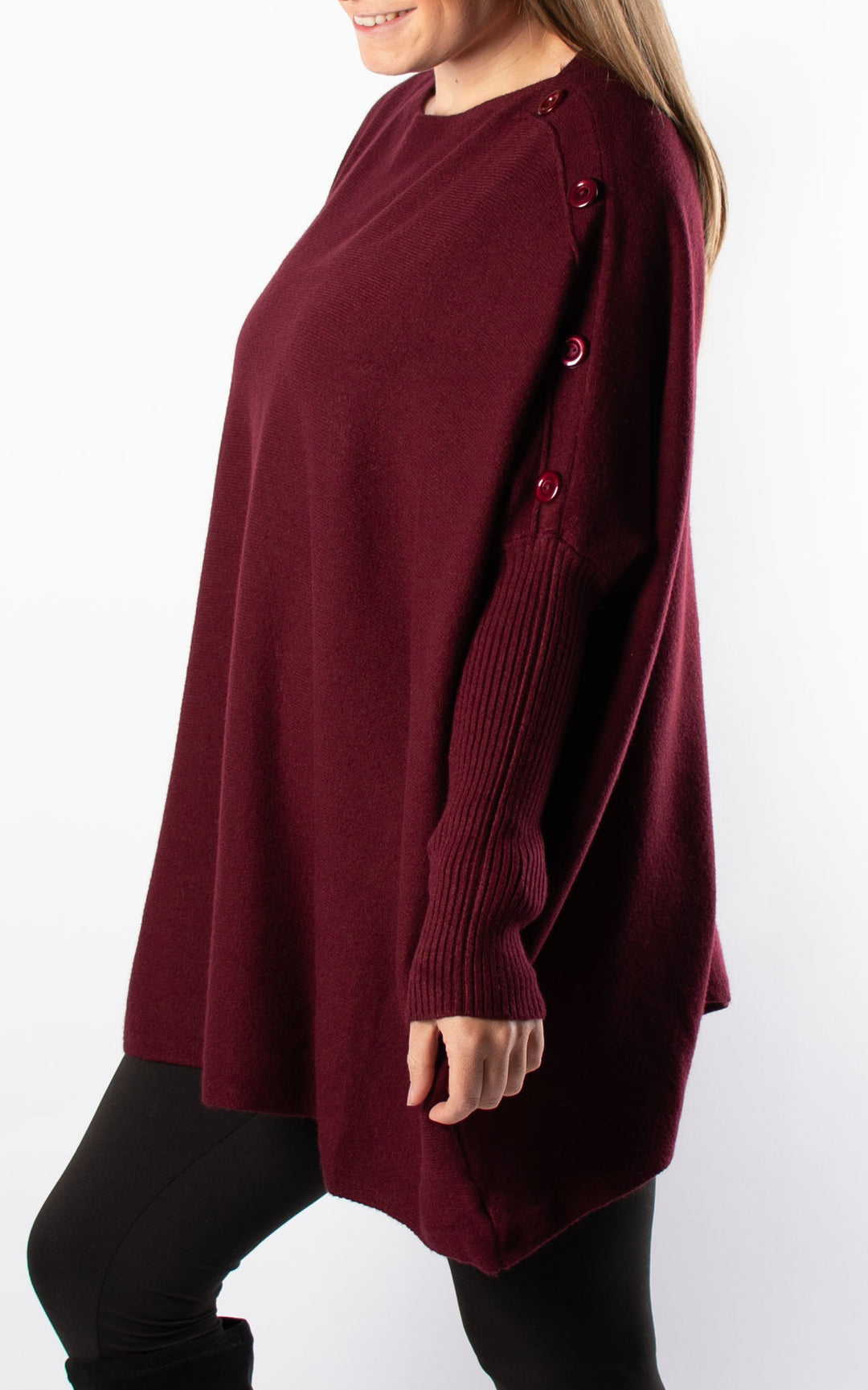 Verity Button Jumper | Burgundy
