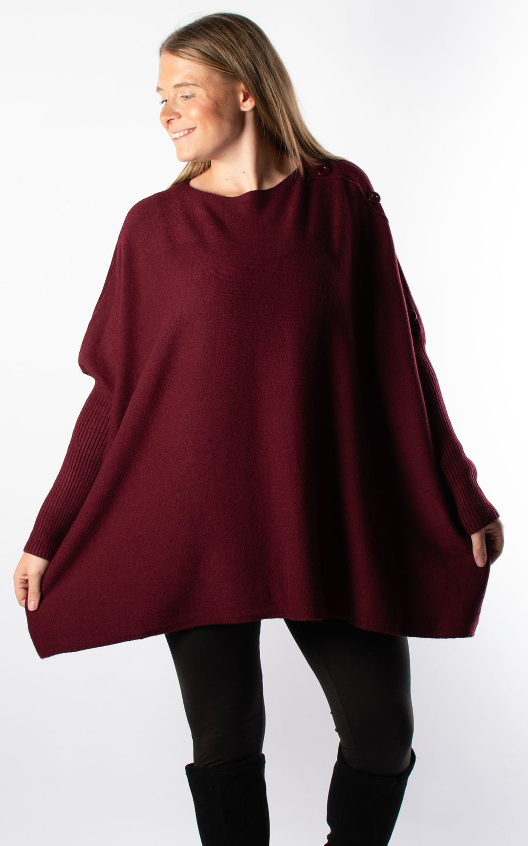 Verity Button Jumper | Burgundy