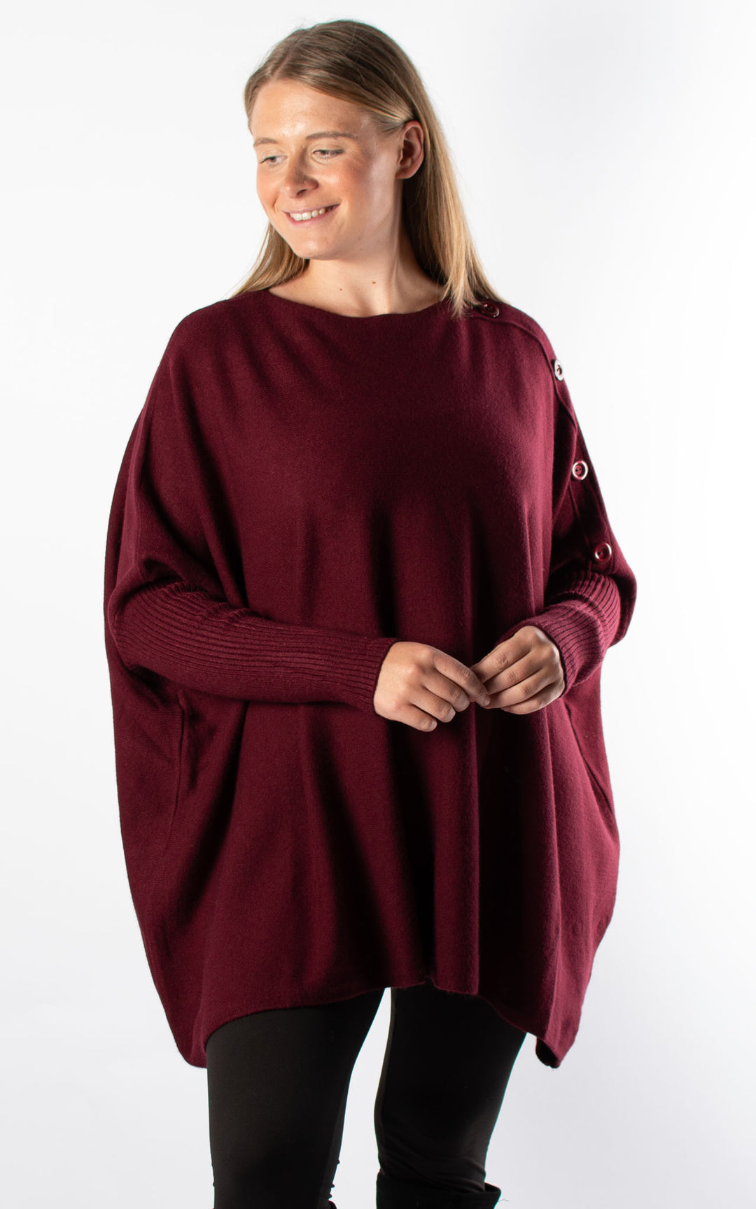 Verity Button Jumper | Burgundy
