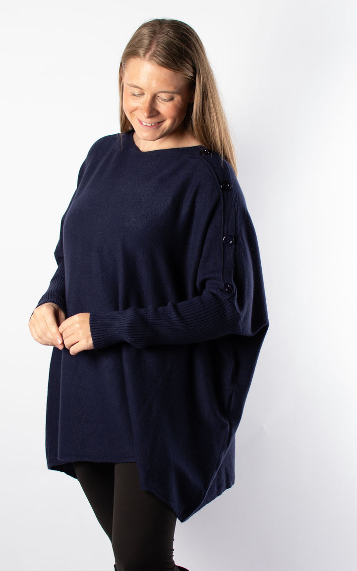 Verity Button Jumper | Navy