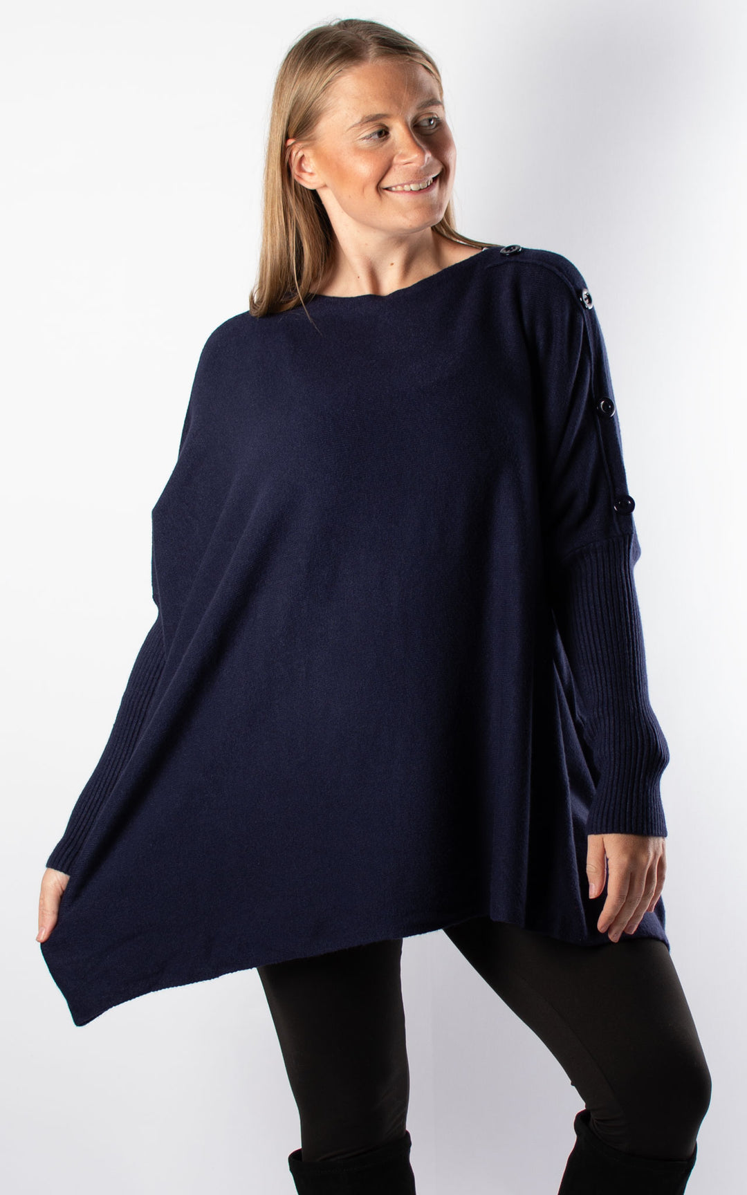Verity Button Jumper | Navy