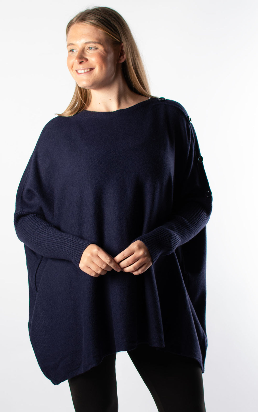 Verity Button Jumper | Navy