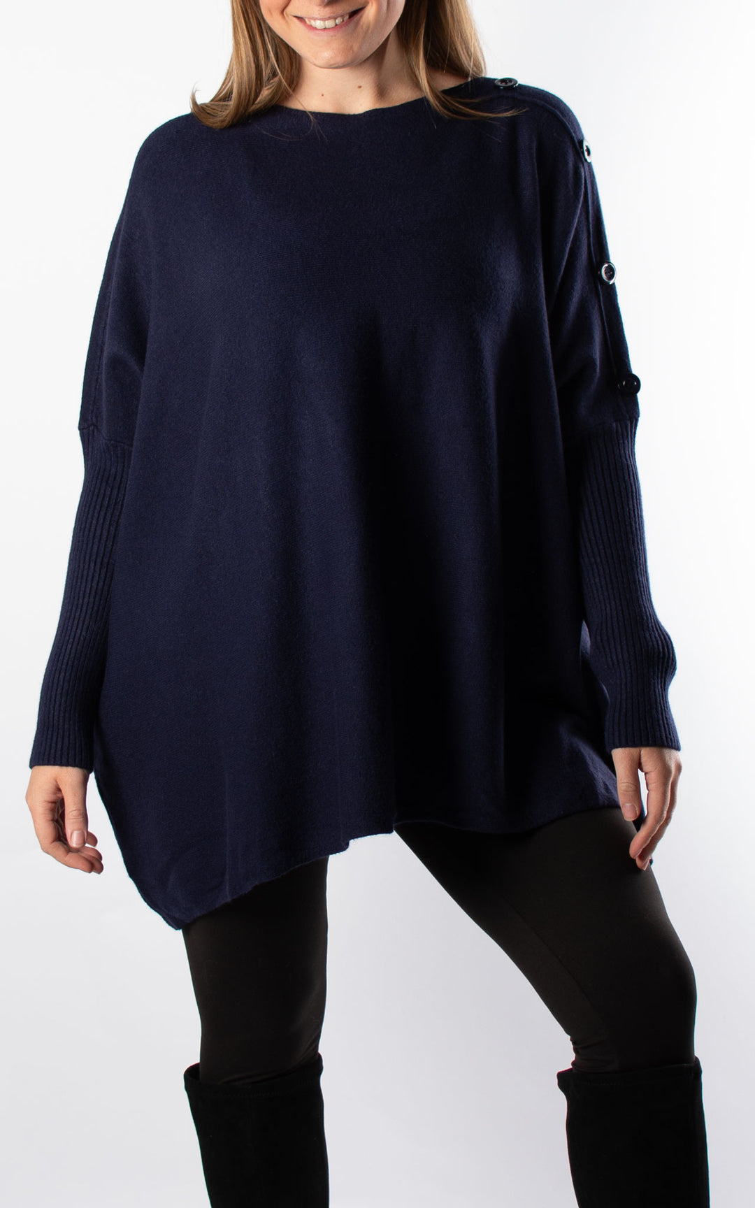 Verity Button Jumper | Navy