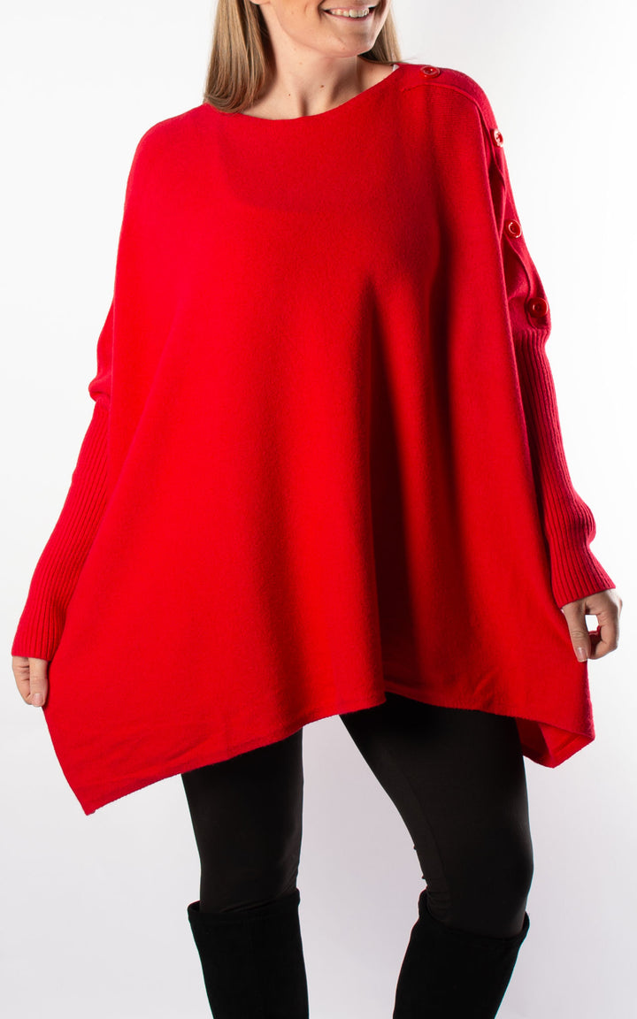 Verity Button Jumper | Red