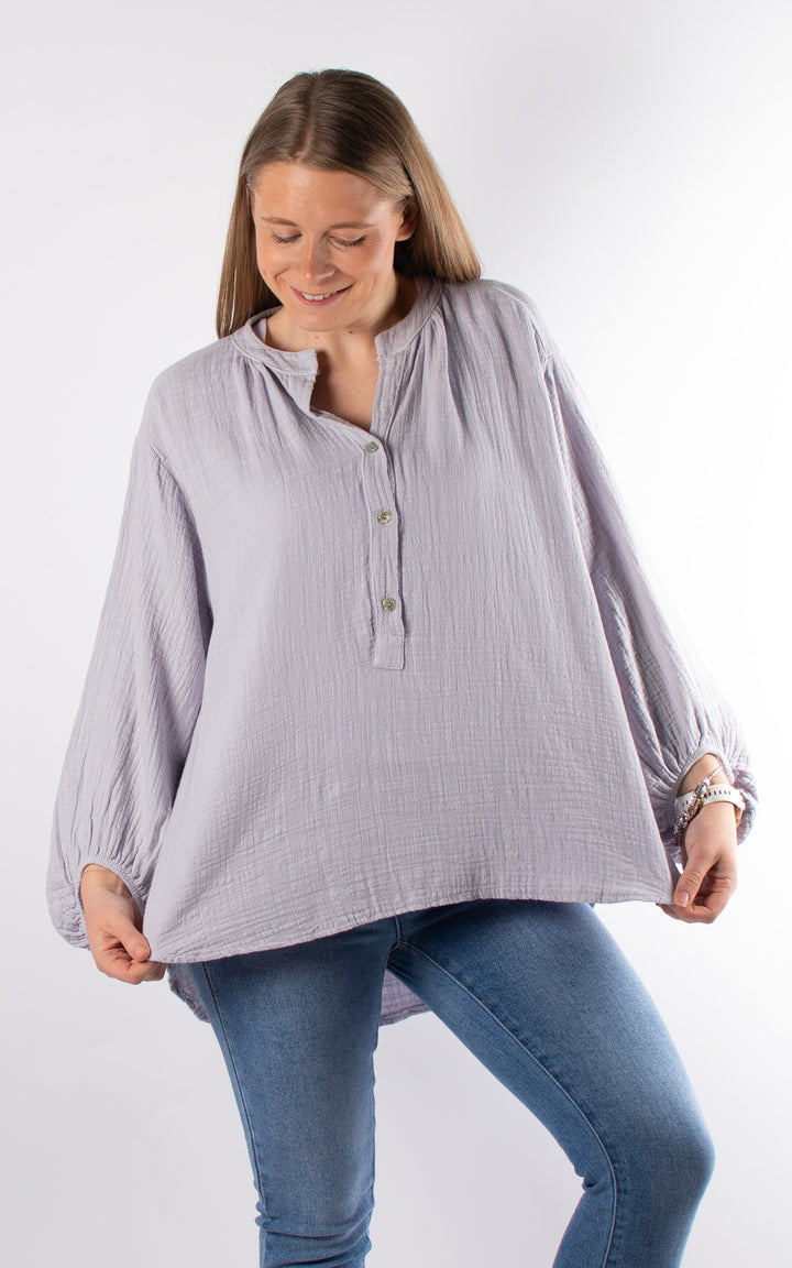 Victoria Button Top | Grey
