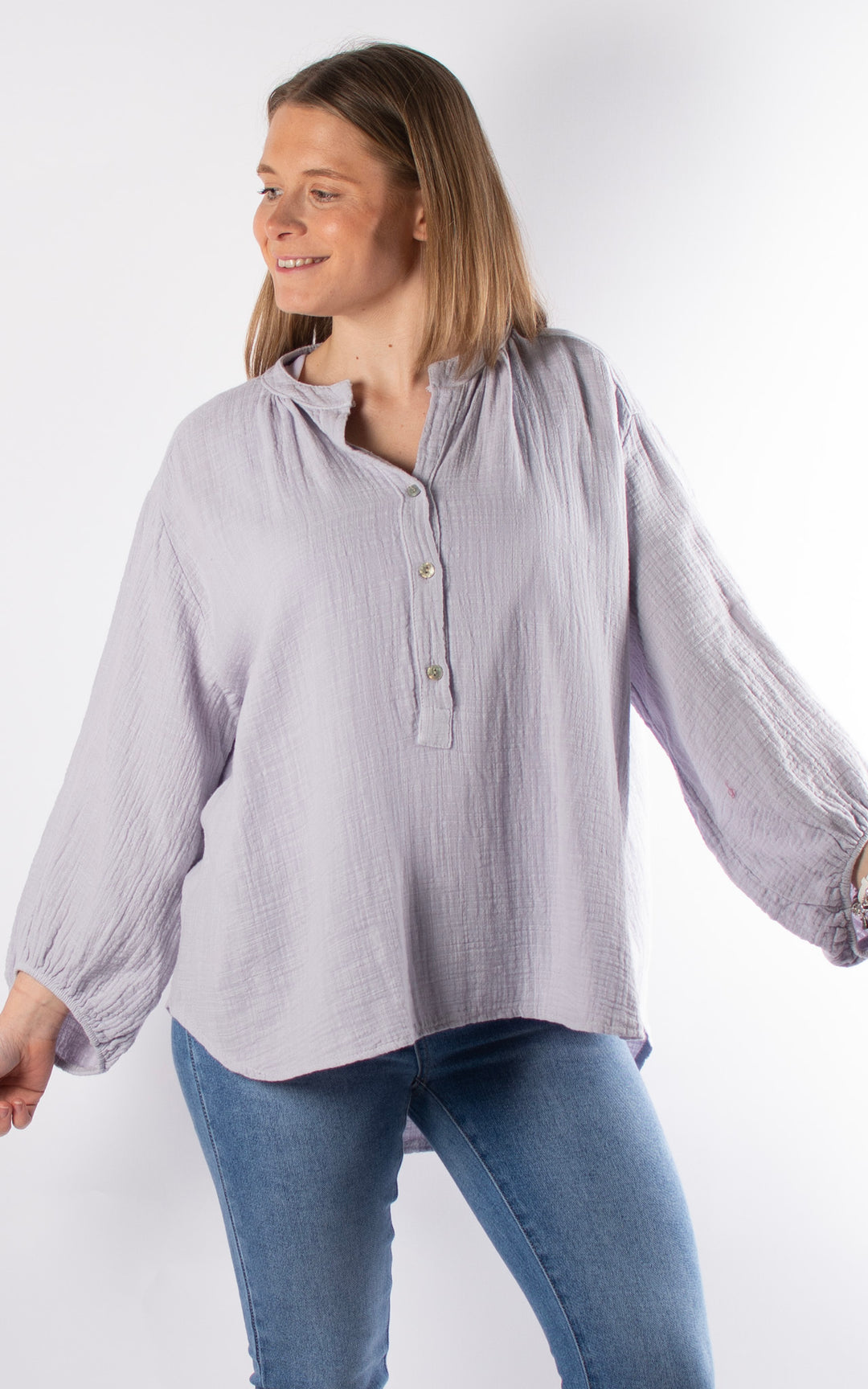 Victoria Button Top | Grey