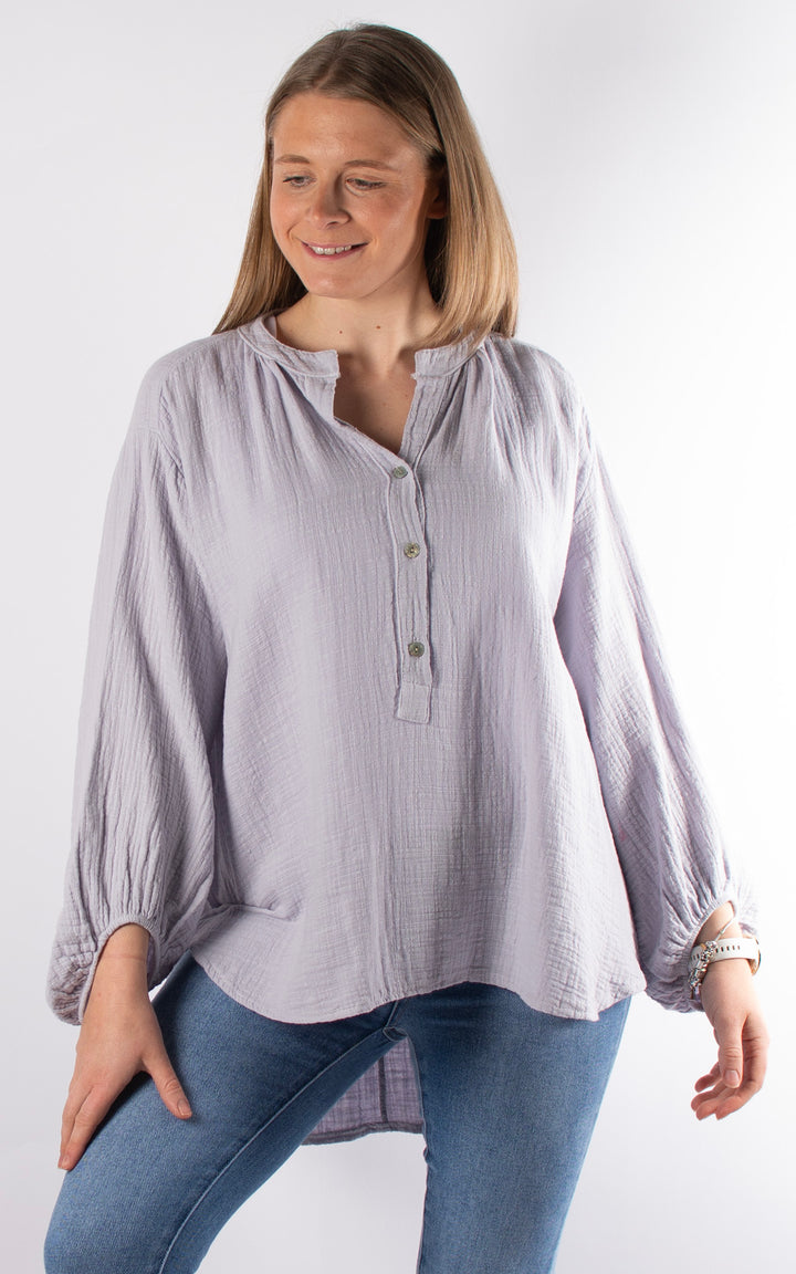 Victoria Button Top | Grey