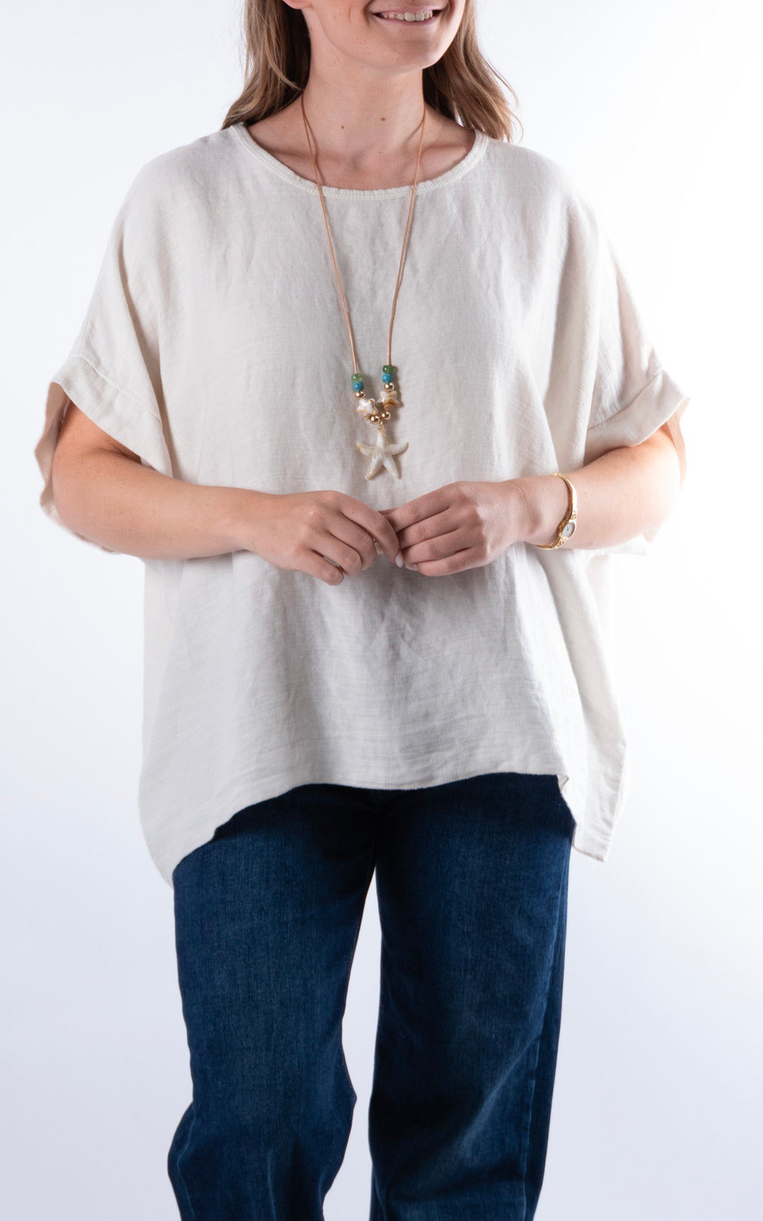 Viola Necklace Top | Beige