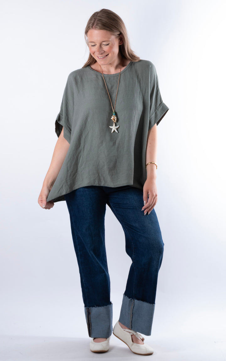 Viola Necklace Top | Khaki