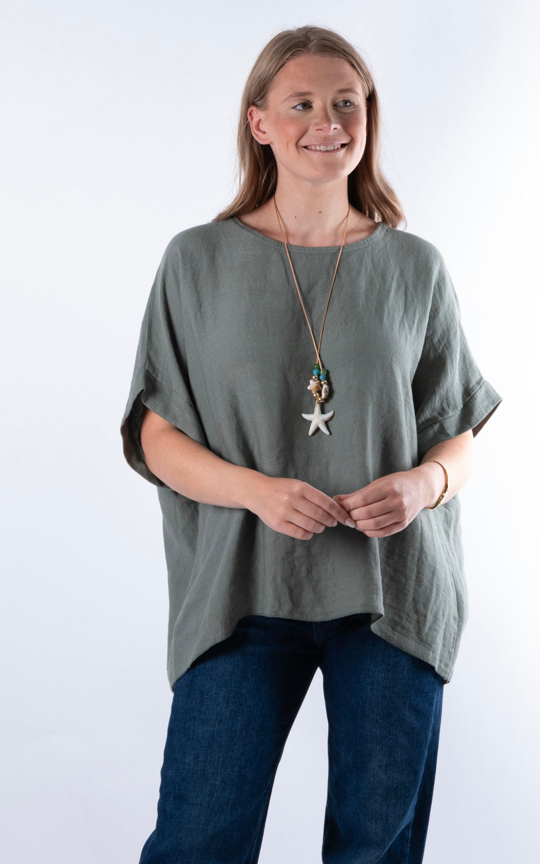 Viola Necklace Top | Khaki
