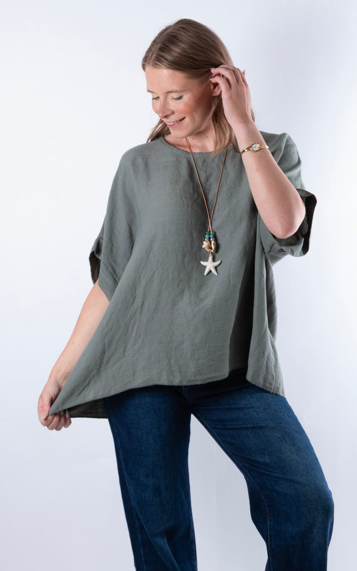 Viola Necklace Top | Khaki