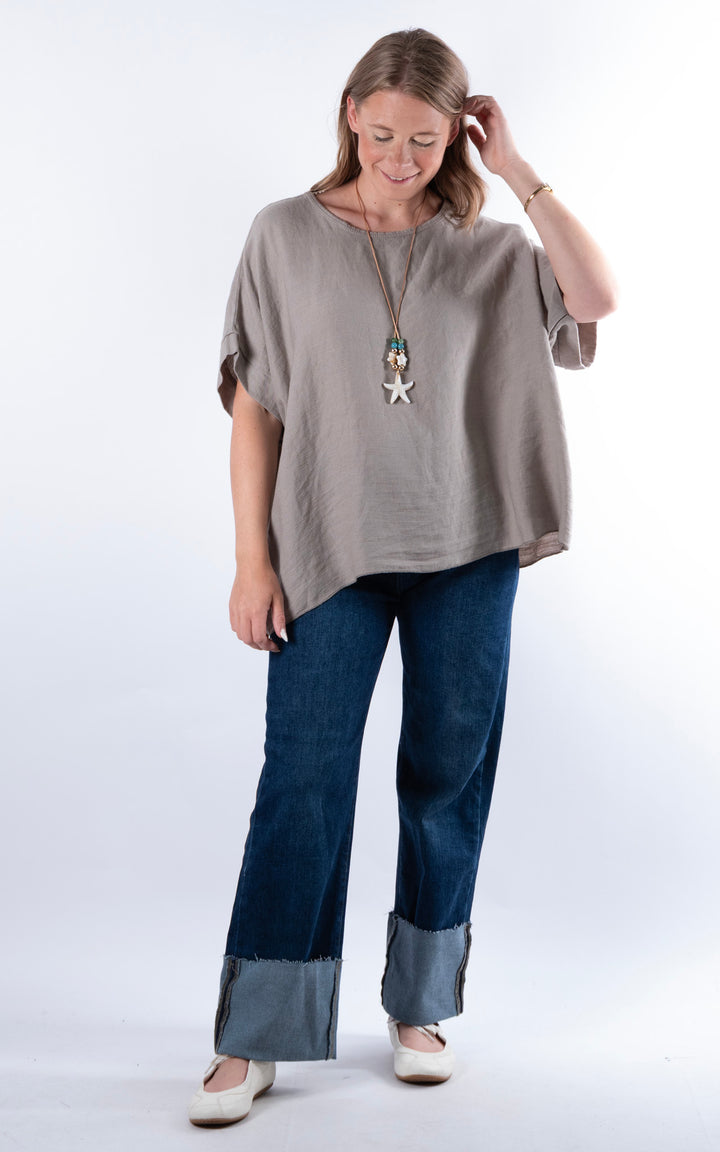 Viola Necklace Top | Taupe