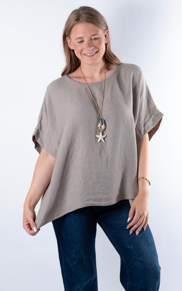 Viola Necklace Top | Taupe