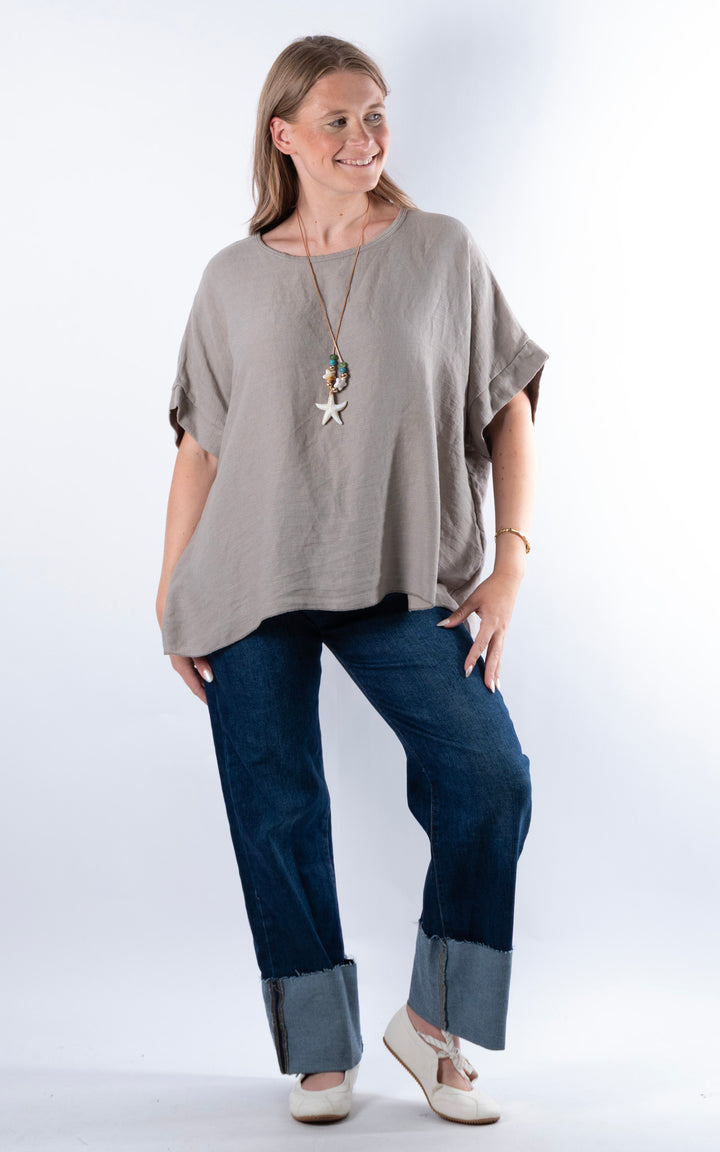 Viola Necklace Top | Taupe