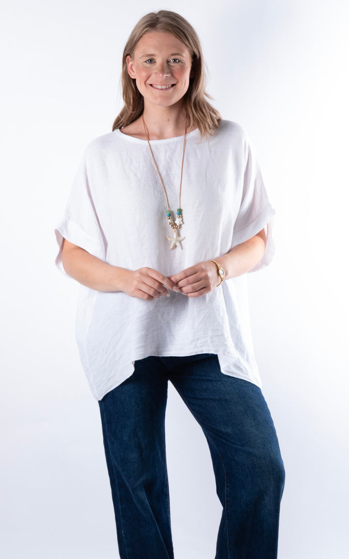 Viola Necklace Top | White