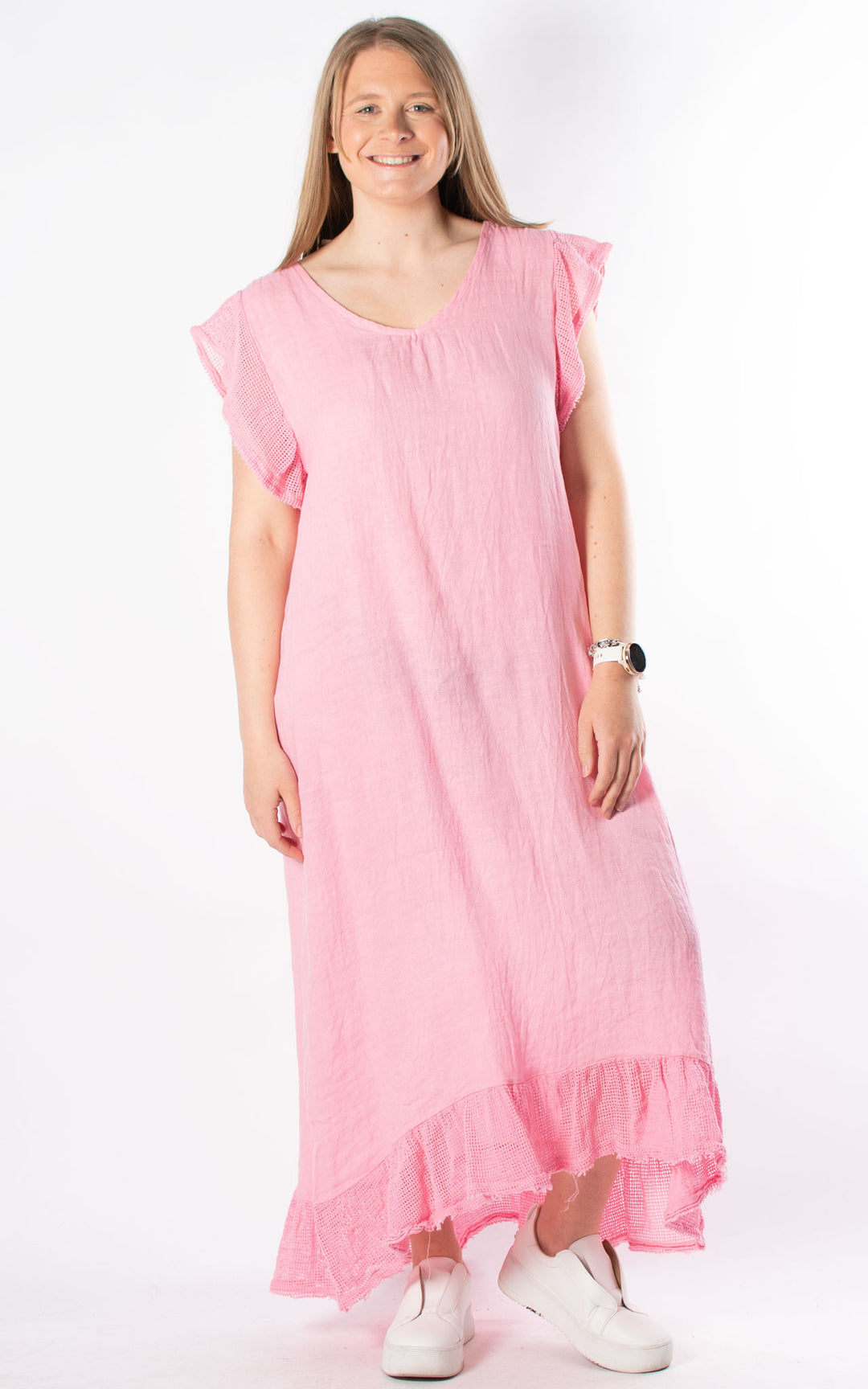 Violet Linen Dress | Candy Pink