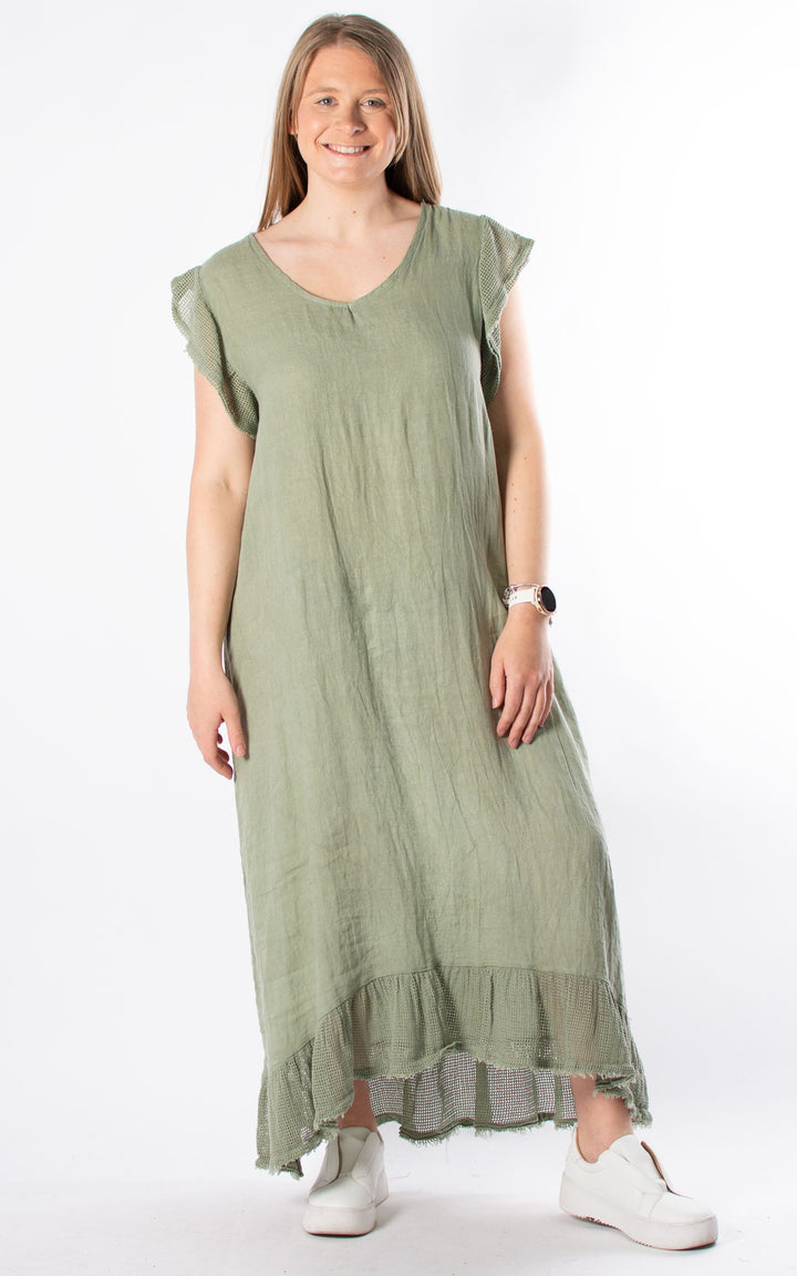 Violet Linen Dress | Khaki