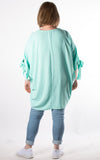 Whoopi Bow Sleeve Top | Turquoise
