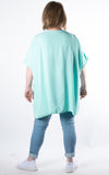 Whoopi Button V-neck Top | Turquoise