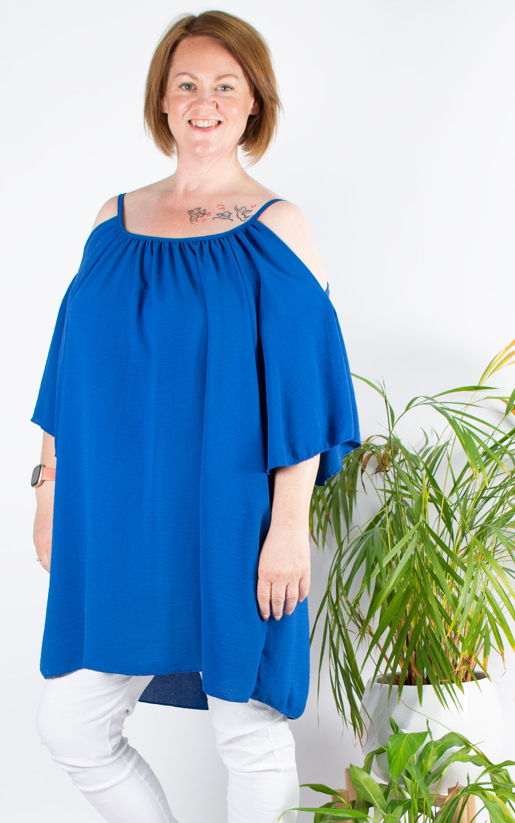 Whoopi Cold Shoulder Tunic | Cobalt