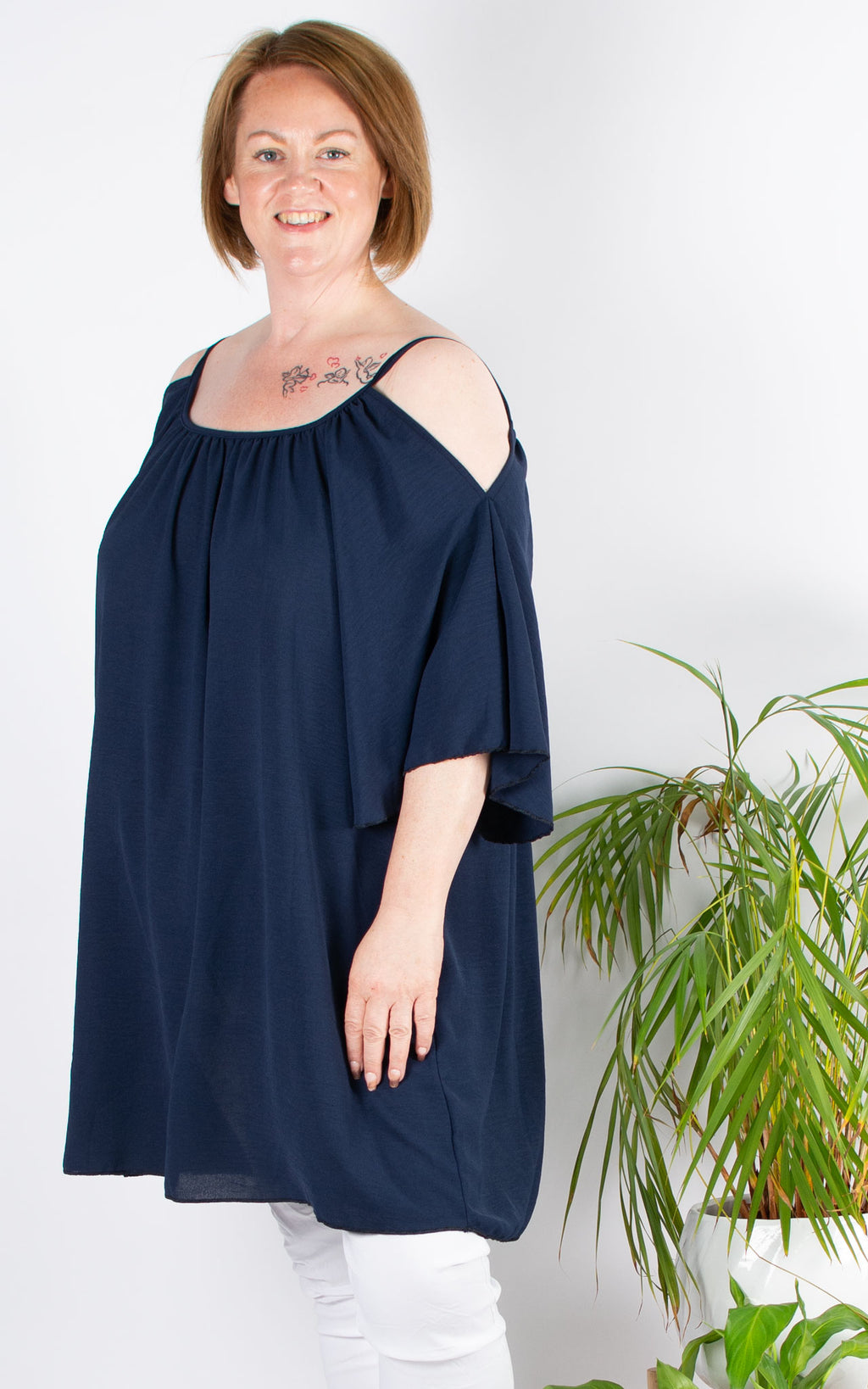 Whoopi Cold Shoulder Tunic | Navy