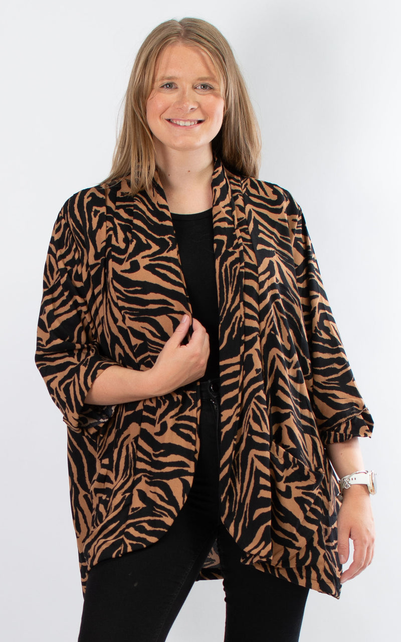 Whoopi Jacket | Animal Print | Zebra | Tan